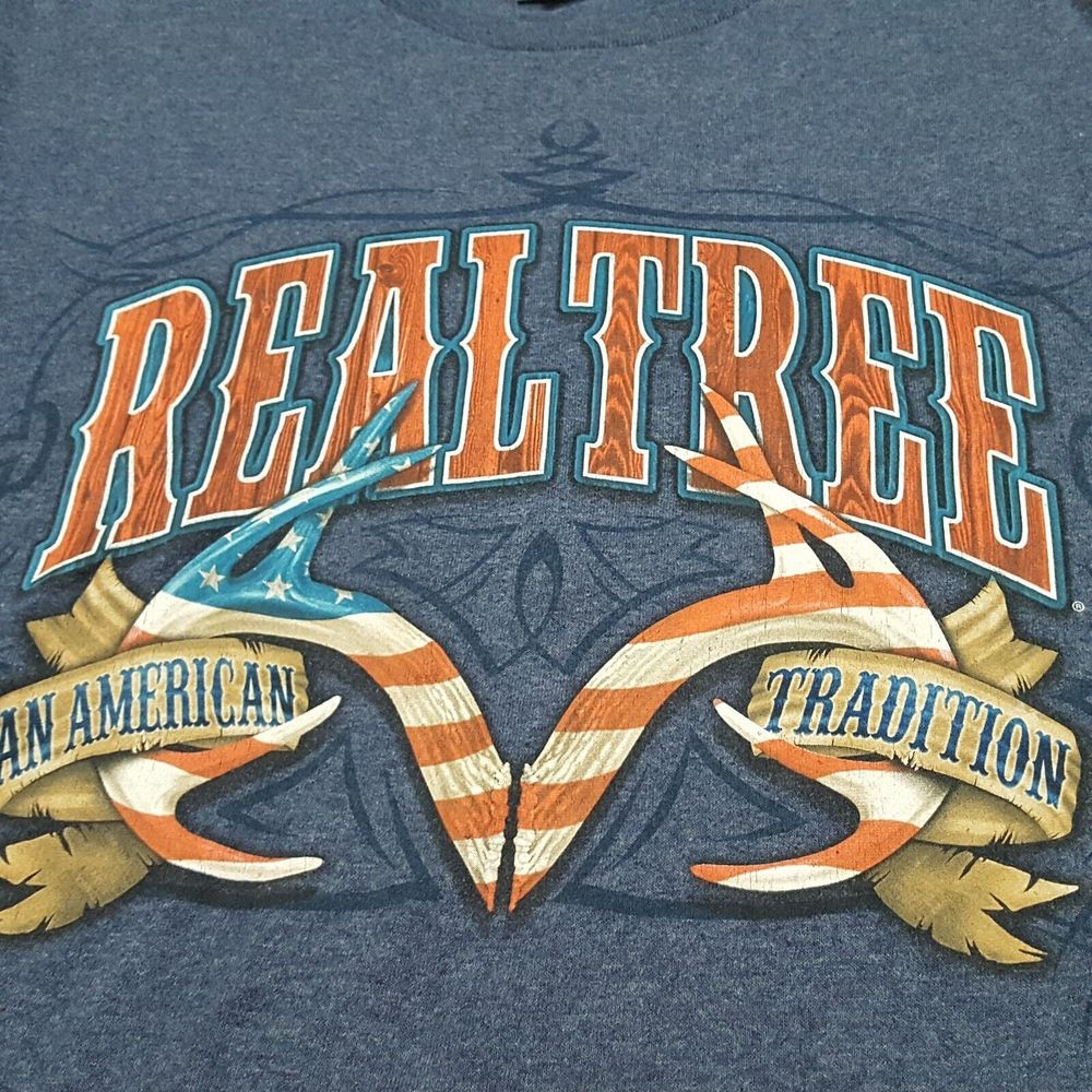 Realtree Shirt Mens Medium Gray Short Sleeve Pullover Spell Out Graphic Tee - Picture 6 of 10